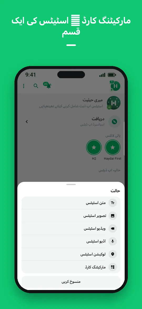 مارکیٹنگ کارڈ — اسٹیٹس کی ایک قسم — Haydai
