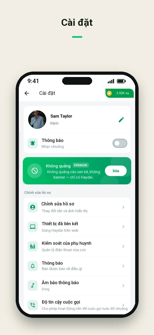 Cài đặt — Haydai