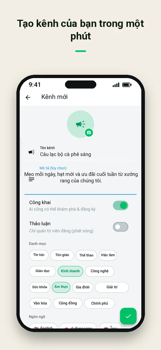 Tạo kênh của bạn trong một phút — Haydai