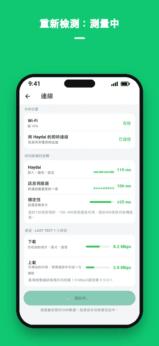 重新檢測：測量中 — Haydai