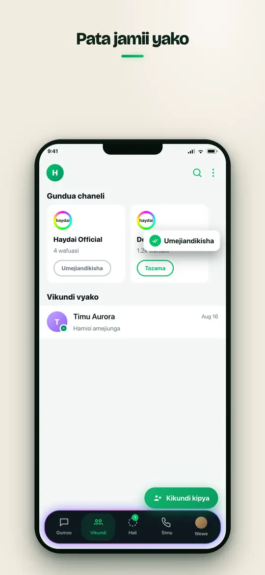 Vikundi na jumuiya — Haydai